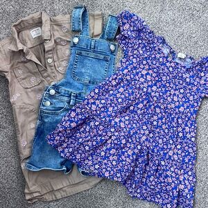 Crewcuts Size 3 Bundle Set Floral Dress Denim Overalls Khaki Dress